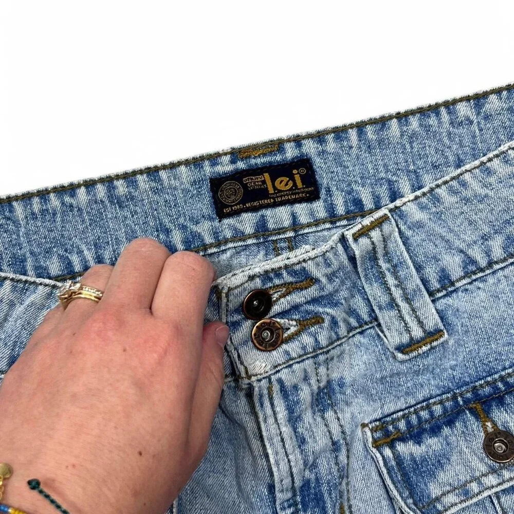 Vintage L.E.I. Low Rise Blue Denim‎ Mini Skirt Y2K Size 7